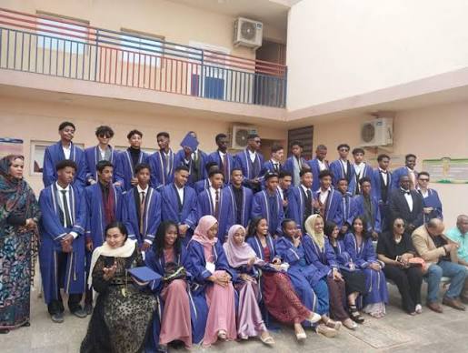 Graduating class in academic gowns
